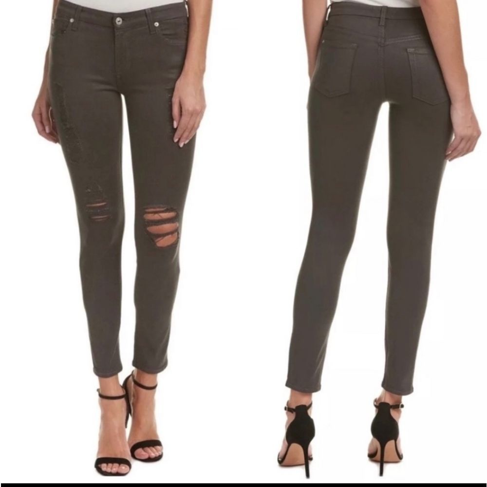 7 For All Mankind Distressed Gray 25 Jeans  Gray Ankle Skinny Jeans